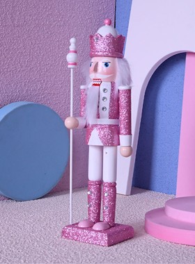 30CM金银粉色闪亮胡桃夹子士兵家具装饰工艺品客厅酒Y柜节日气氛