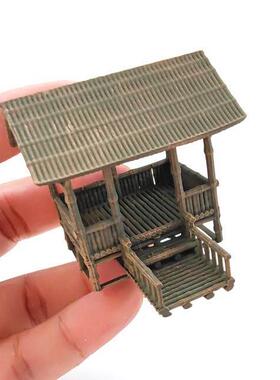 古代建模型吊脚高脚楼树根假山石盆景摆件桌面微景观造景民族房屋