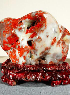 天然奇石观赏石摆件鸡血石黄蜡石头原石招财镇宅客厅装饰孤品送礼