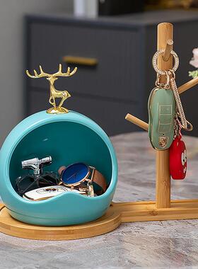 北欧轻奢创意招财鹿进门鞋柜放钥匙收纳摆件客厅玄关装饰乔迁礼物