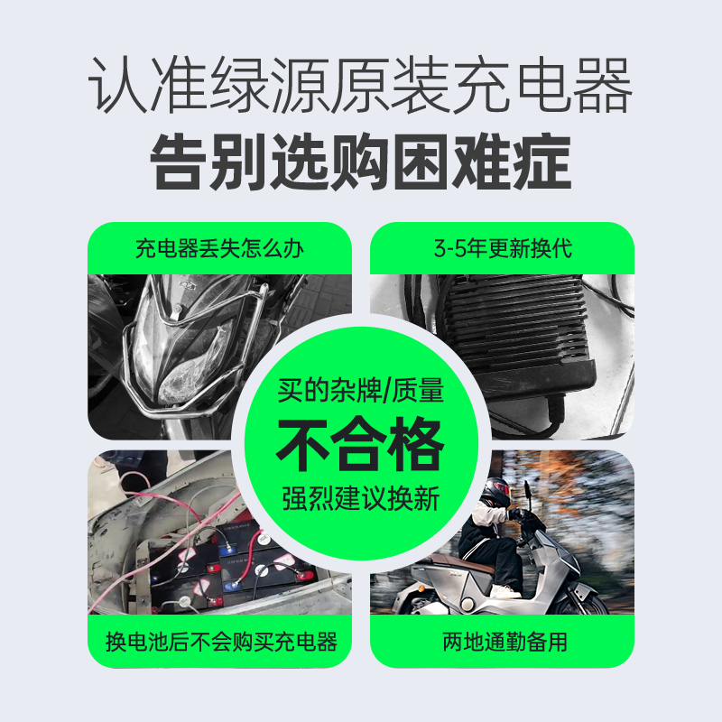 绿源电动车原装锂电池充电器电瓶车冲电器锂电池专用原厂全新配件