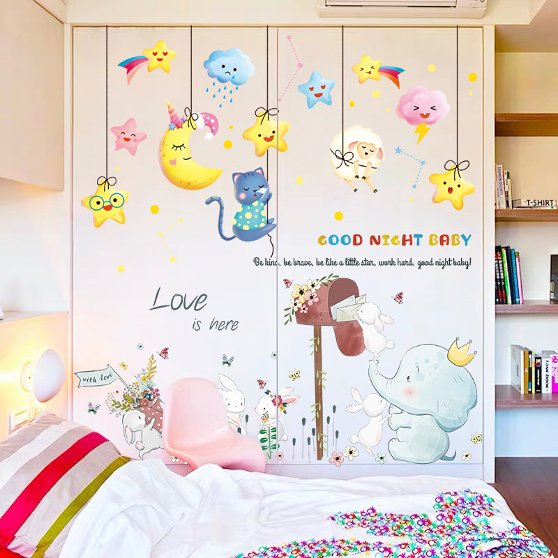 速发衣柜贴纸间子柜门翻新卧室墙壁纸自粘门贴房装饰儿童画柜布置 - 图0