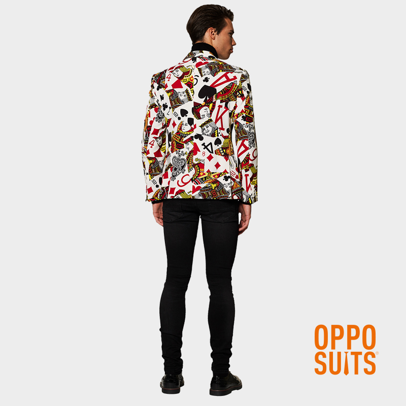 OPPOSUITS西服痞帅西装外套男主播扑克印花上衣趣味外套oppo西装