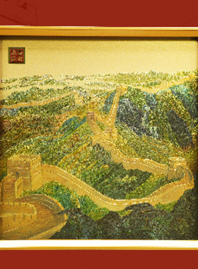 还看今朝长城金雕画桌面摆件装饰