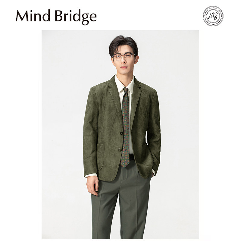 Mind Bridge2025春秋季新款男士高端仿麂皮绒抗皱弹力夹克外套潮,淘宝优惠券,粉丝福利购,淘宝优惠卷