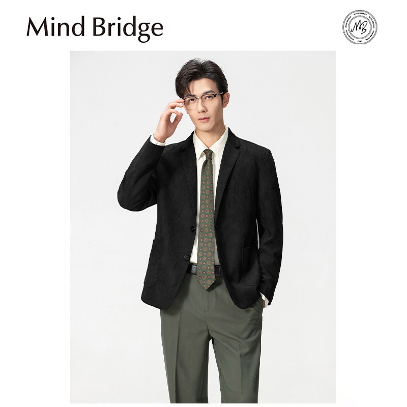 Mind Bridge2025春秋季新款男士高端仿麂皮绒抗皱弹力夹克外套潮,淘宝优惠券,粉丝福利购,淘宝优惠卷