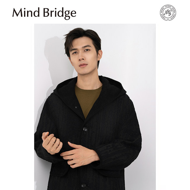 Mind Bridge2024 Autumn and Winter New Men's Jacquard Textured Single-Side Wool Blended Jacket