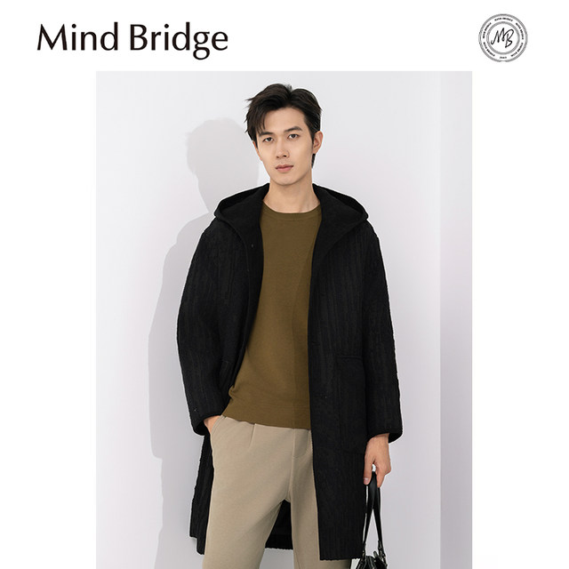 Mind Bridge2024 Autumn and Winter New Men's Jacquard Textured Single-Side Wool Blended Jacket