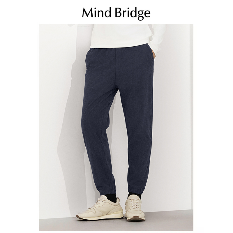 Mind Bridge灯芯绒裤子男美拉德风休闲裤春秋冬加绒束脚运动卫裤 - 图2