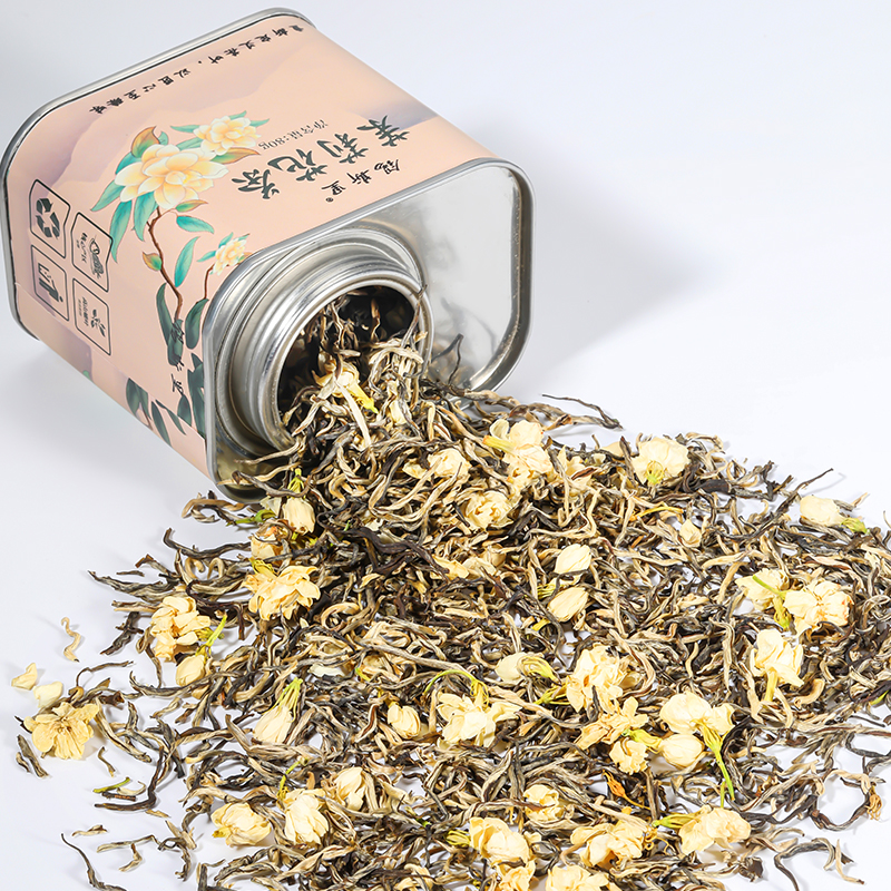 茉莉花茶叶浓香型鲜花窨制茉莉飘雪新茶横县高山茉香绿茶家用罐装