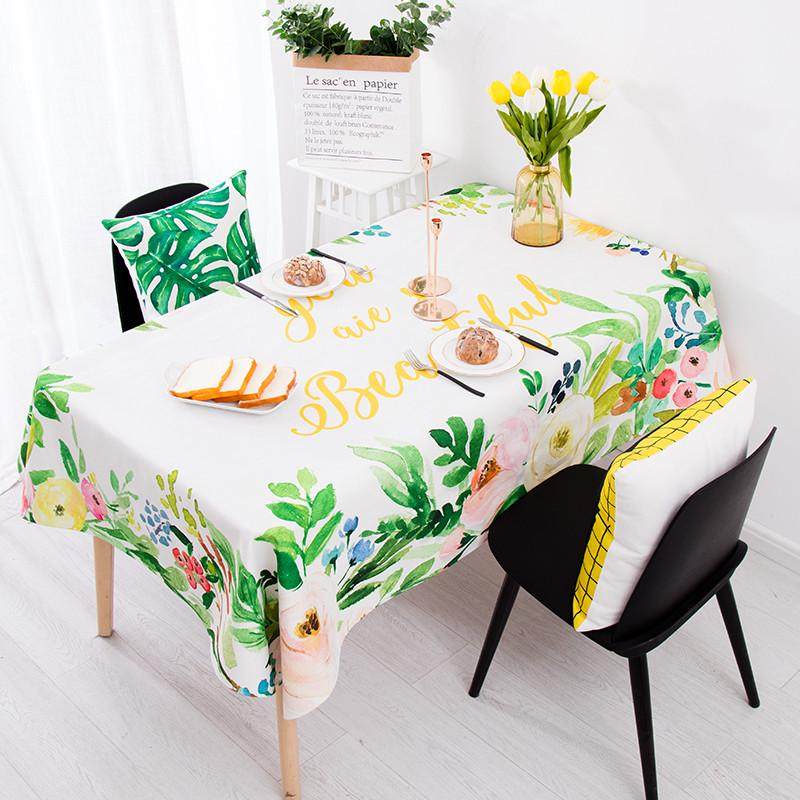 小清新绿色ins田园风桌布防水防油长方形餐桌布茶几桌垫布艺棉麻,淘宝优惠券,粉丝福利购,淘宝优惠卷