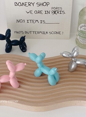 新品ins网红气球狗树脂摆件创意可爱蛋糕装饰迷你小狗Z桌面装饰品