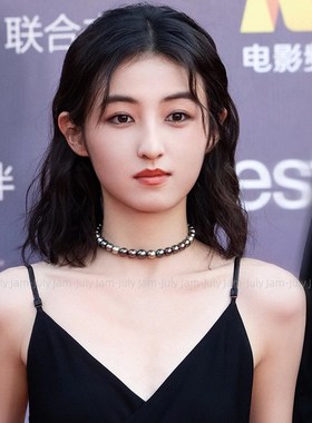 极速张子枫同款珍珠项链女施家真多麻银灰色正圆S强光大珍珠锁骨