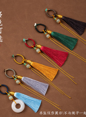 新品手工编织diy钥匙扣手机链古风半I成品包挂件流苏配饰绳子男女