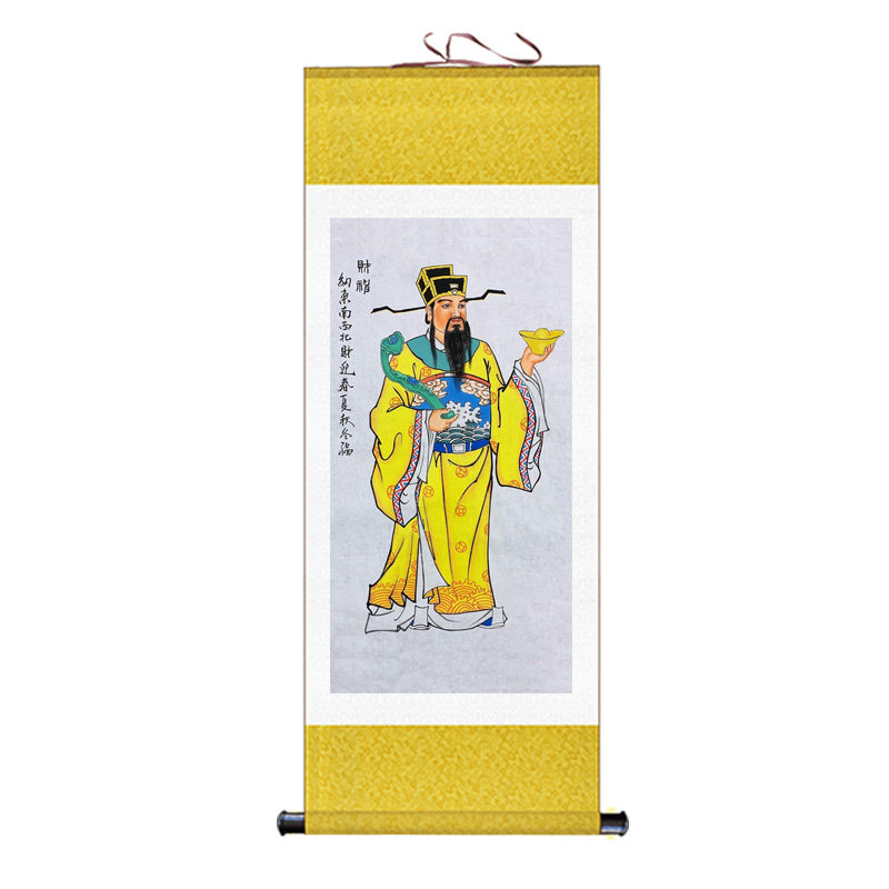 极速财神爷画像挂画玄关中堂财A神到年画丝绸卷轴画客厅装饰画 - 图3