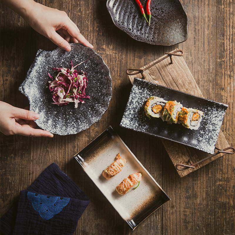 日式复古餐具陶瓷创意不规则芭蕉叶盘蘸料碟点心小吃盘子凉菜平盘,淘宝优惠券,粉丝福利购,淘宝优惠卷