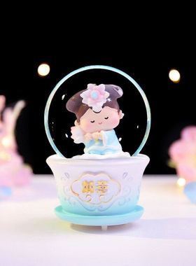 锦鲤格格摆件卡通水晶球迷你节日