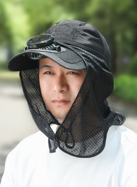 新款太阳能成人充电风扇帽子男户外遮阳防晒干活工地钓鱼大棚帽子