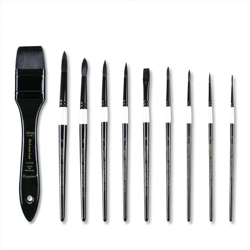 乔尔乔内黑天鹅水彩画笔画刷10支套装动物毛尖头平头大师级盒装,淘宝优惠券,粉丝福利购,淘宝优惠卷