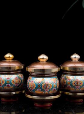 新品香炉供具套装家用佛前香炉碗圣水杯供盘莲花灯花瓶一套铝铜