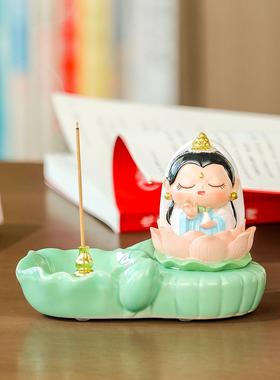 创意小仙女香炉香架香棒饰品禅宗新中国风茶桌茶宠物办公室装饰饰