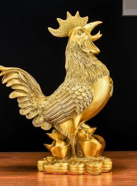 百纳源大公鸡摆件铜公鸡金鸡铜鸡摆件纯黄铜生肖家居饰摆件工艺品