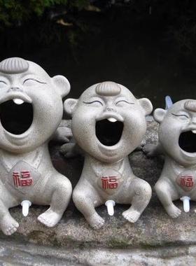 假山流水喷泉饰品水族鱼缸配件创意陶瓷尿桶景观盆景家居装饰