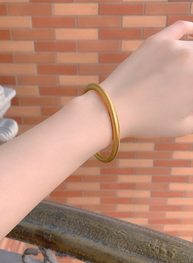 北欧金手镯子假黄金仿真手环古法素圈传承女款结婚首饰沙金不掉色
