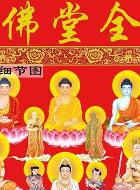 速发佛宝三观地菩萨佛像立体贴画家用供奉挂图音藏王全佛图全堂佛