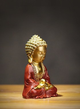 速发车迦摩尼纯黄铜摆摆小号汽释内饰件件仿古和尚车载中控台