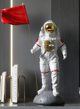 新品创意红旗太空人宇航员摆v件客厅酒柜简约家居装饰品桌面办公