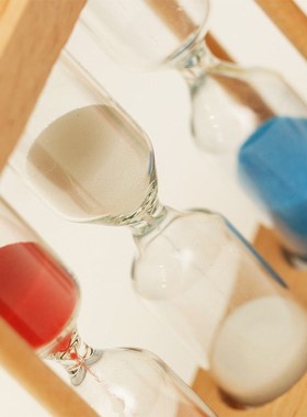 极速木质沙漏e计时器迷你可爱礼物节日礼品创意连体木质沙漏1/3/5