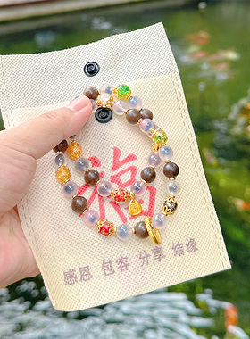 【糖心五路双圈】跑环扎基挂坠新中式双圈手串 十月新款3239