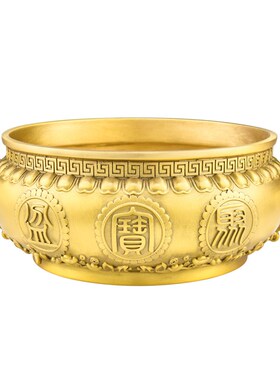 速发铜铺柜铜聚宝盆摆件如意铜缸黄铜米缸铜盆客厅装饰掌店品开业