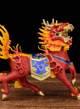 速发麒麒麟摆饰铜火麟摆件一对黄铜工艺品家居玄关客厅装件