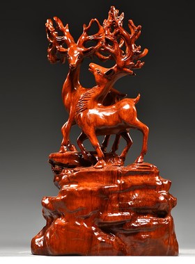 速发花件木雕摆梨红木家居客厅电视柜关玄办公室装饰工艺品送礼