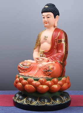 速发南无阿弥陀佛佛像师脂彩佛释迦牟尼佛药树佛三宝绘摆件小供奉