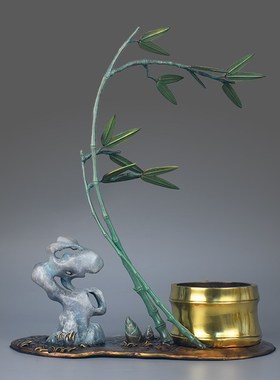 速发全业竹升子摆件办公室送领导高档装饰品乔迁开铜礼物工艺品