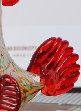 速发淄博琉璃博山咕咕鸡摆件手工玻璃公鸡雕像工艺品装饰跨境热卖