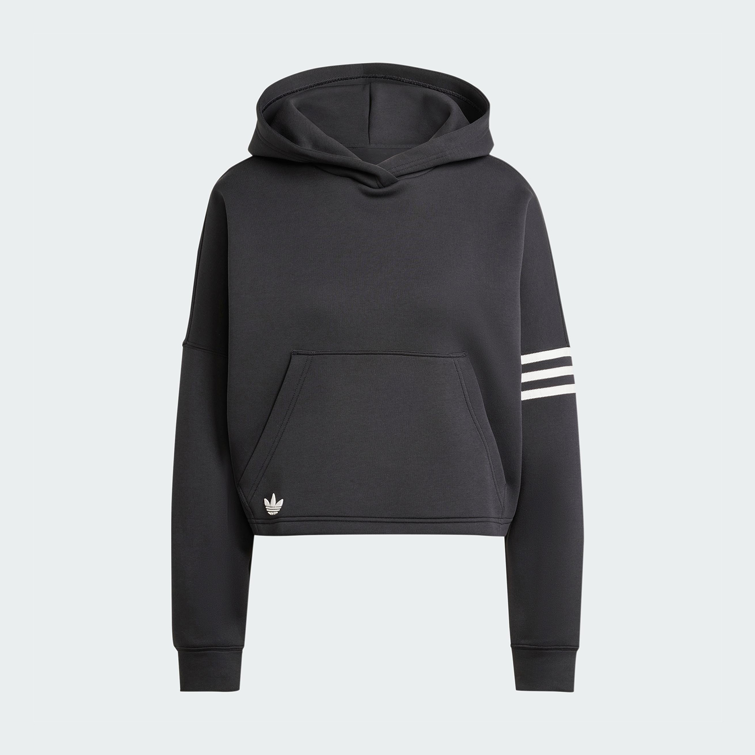 Adidas/阿迪达斯正品三叶草女士条纹运动宽松连帽针织卫衣IW5607 - 图2