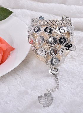 新款肚皮舞饰品金色银色手链印度舞演出配饰首饰跳舞戒指手环指环