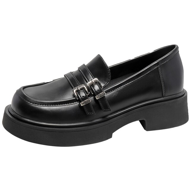 Dadong official genuine black thick-soled loafer leather shoes