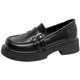 Dadong official genuine black thick-soled loafer leather shoes