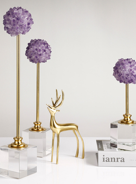 极速L简约现g代天然紫水晶花球独舞摆件酒柜客厅玄关轻奢软装饰家