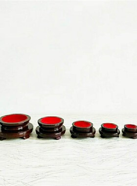 极速仿古红c木圆形水晶球底座大号可旋转木托家居双层木底座装饰