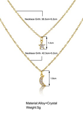 新品Moon Pendant Nnecklace retro multilayer clavicle chain