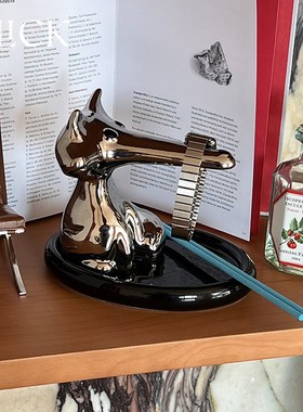 Click创意狐狸叼钥匙管家磁吸收纳托盘陶瓷摆件玄关置.物拖盘可爱