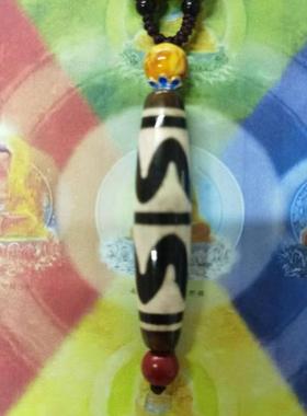 大昭寺玛瑙四线双虎牙天珠链坠.正气刚强护佑安康.扎西德勒