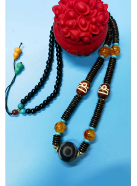 大昭寺玛瑙福寿.三眼.西瓜天珠项链复古厚重民族风扎西德勒