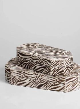 马毛皮革金属轻奢高档高端装饰盒首饰盒样板间床头柜衣帽间收纳盒